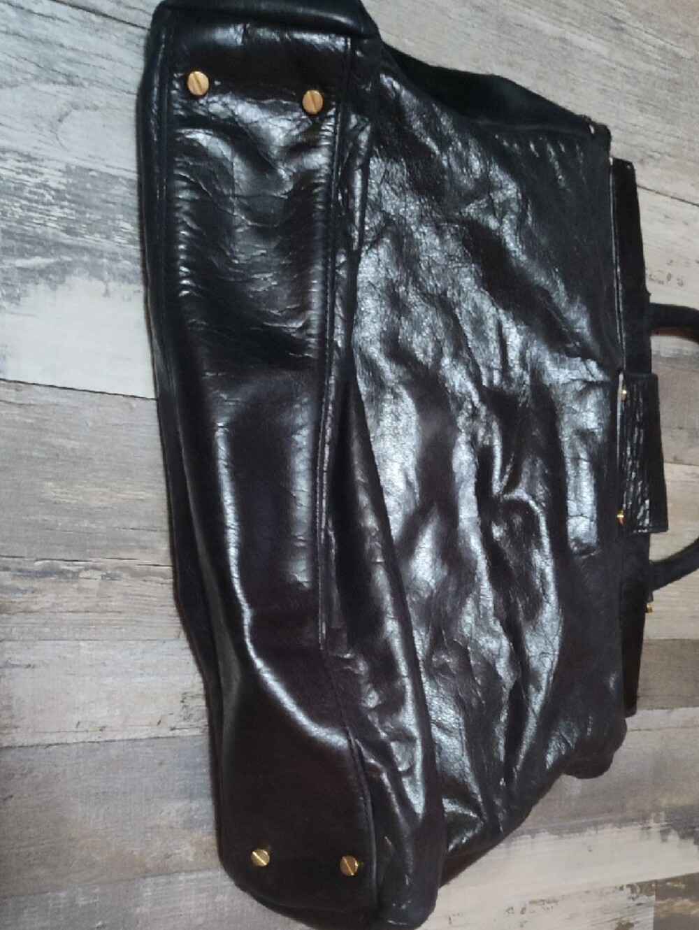 Tory Burch Holland Black And Gold Detailing Satchel - Picture 3 of 9
